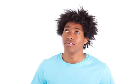 Close up portrait of a young african american man, isolated on white background - Black peopleの写真素材