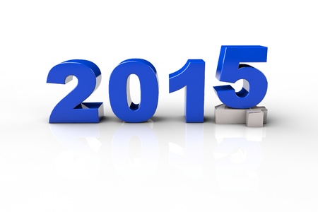 New Year 2014 and Old 2015,Render 3D. Over white backgroundの写真素材