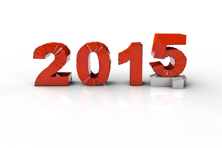New Year 2014 and Old 2015,Render 3D. Over white backgroundの写真素材