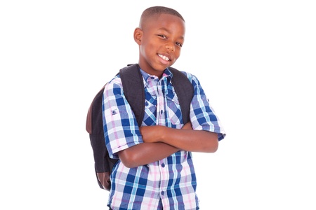 African American school boy, isolated on white background - Black peopleの写真素材