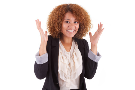 Portrait of a young african american business woman, isolated on white background - Black peopleの写真素材