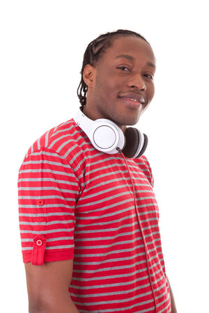 Young african american man with headphones, isolated on white background - Black peopleの写真素材