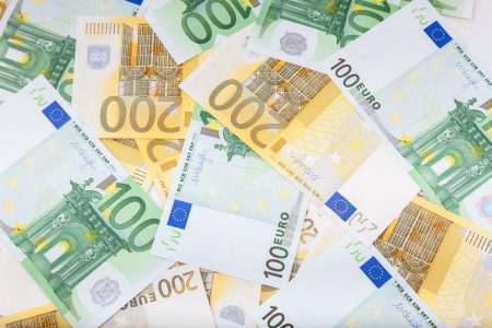 Euro banknotes  spread over the floor - European currencyの写真素材