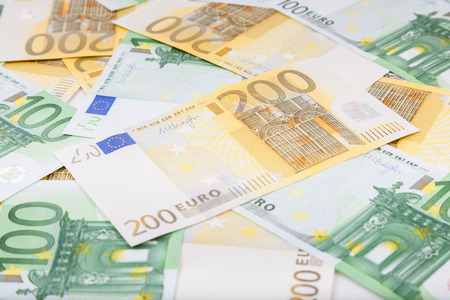 Euro banknotes  spread over the floor - European currencyの写真素材