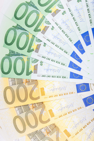 Euro banknotes  spread over the floor - European currencyの写真素材
