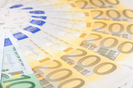Euro banknotes  spread over the floor - European currencyの写真素材