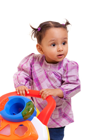Cute little african american baby girl- Black people, isolated on white backgroundの写真素材