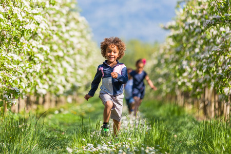 Cute african american little boy playing outdoor - Black peopleの写真素材