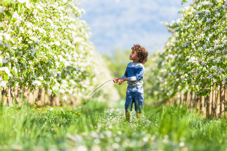 Cute african american little boy playing outdoor - Black peopleの写真素材