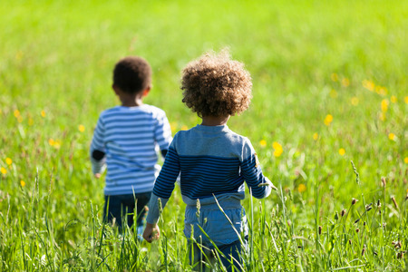 Cute african american little boys  playing outdoor - Black peopleの写真素材