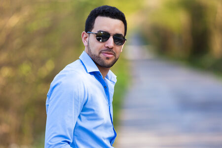 Outdoor portrait of a young latin american manの写真素材