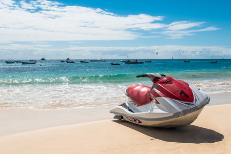 Jet Ski in  Santa Maria beach in Sal Cape Verde - Cabo Verdeの写真素材