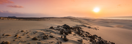 Sunset on sand dunes  in Chaves beach Praia de Chaves in Boavista Island Cape Verde - Cabo Verdeの写真素材
