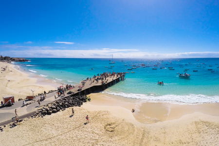 Aerial view of Santa Maria beach in Sal Cape Verde - Cabo Verdeの写真素材