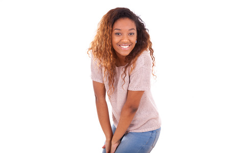 Happy young african american isolated on white background - Black peopleの写真素材