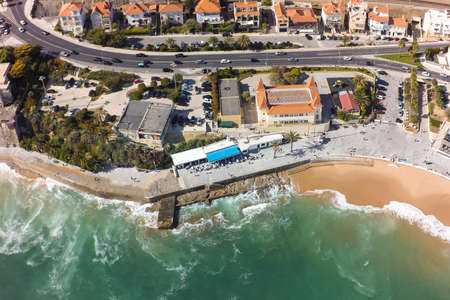 Aerial view of Estoril coastline near Lisbon in Portugalの写真素材