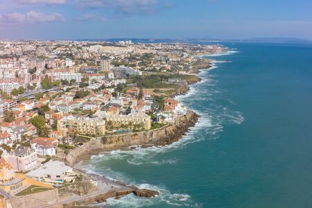 Aerial view of Estoril coastline near Lisbon in Portugalの写真素材