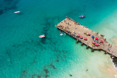 Aerial view of Santa Maria beach in Sal Island Cape Verde - Cabo Verdeの写真素材