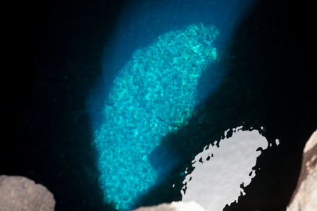 Buracona cave sun reflection on water in sal Island Cape Verde - Cabo Verdeの写真素材