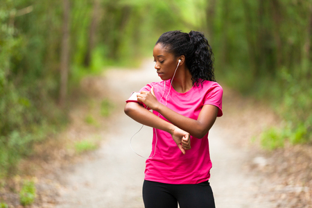 African american woman jogger portrait  - Fitness, people and healthy lifestyleの写真素材