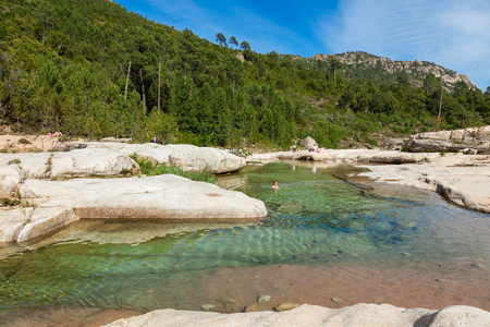 Cavu natural pool near Tagliu Rossu and Sainte Lucie in Corsica Island, Franceの写真素材