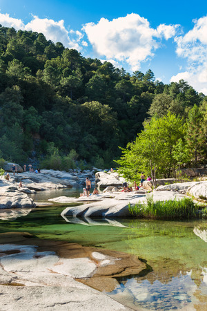 Cavu natural pool near Tagliu Rossu and Sainte Lucie in Corsica Island, Franceの写真素材