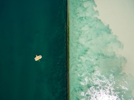 Aerial view of Arve an Rhone river confluent in  Geneva Switzerland