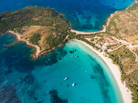 Aerial  view  of Rondinara beach in Corsica Island in Franceの写真素材
