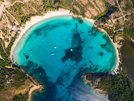 Aerial  view  of Rondinara beach in Corsica Island in Franceの写真素材