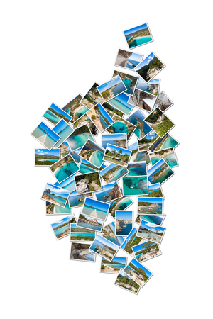 Map shape photo collage of Corsica landscape in Franceの写真素材