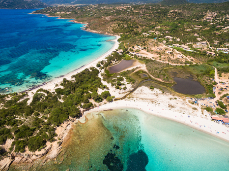 Aerial  view  of Palombaggia beach in Corsica Island in Franceの写真素材