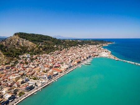 Aerial  view of Zakynthos city in  Zante island, in Greeceの写真素材