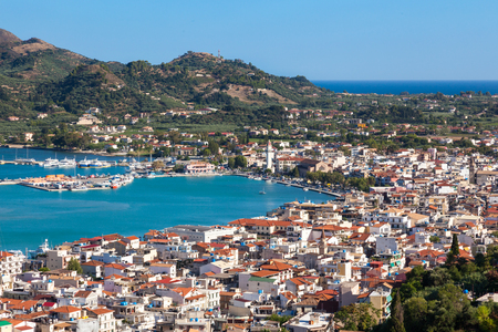 Aerial  view of Zakynthos city in  Zante island, in Greeceの写真素材