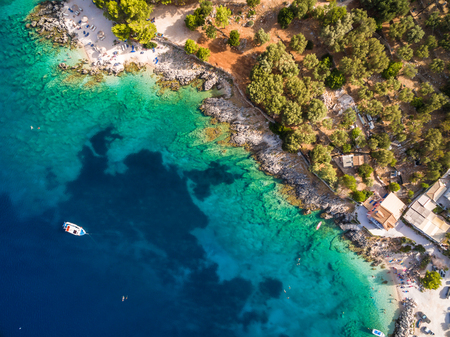 Aerial  view of  Agios Nikolaos city  in Zakynthos (Zante) island, in Greeceの写真素材
