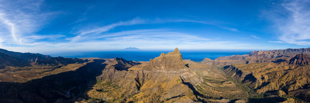Aerial Panoramic view of Rebeirao Manuel in Santiago island in Cape Verde - Cabo Verdeの写真素材