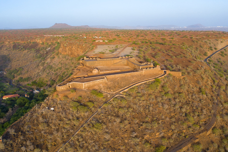 Aerial view of Cidade Velha old fort  in Santiago - Cape Verde - Cabo Verdeの写真素材