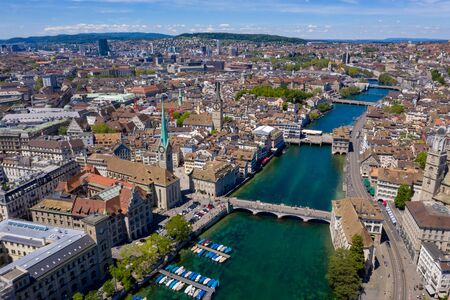 Aerial view of Zurich  city in Switzerlandの写真素材
