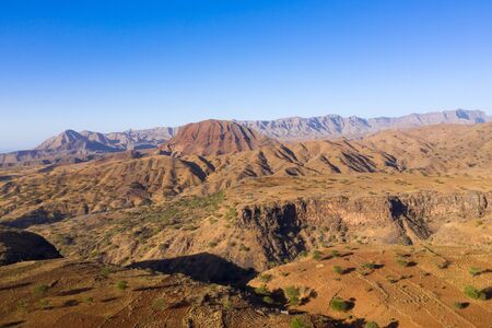 Aerial view of Brianda mount in Rebeirao Manuel in Santiago island in Cape Verde - Cabo Verdeの写真素材