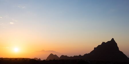 Brianda mount in Rebeirao Manuel at sunset in Santiago island in Cape Verde - Cabo Verdeの写真素材