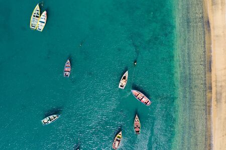 Aerial view of Mindelo beach in Sao Vicente Island in Cape Verdeの写真素材