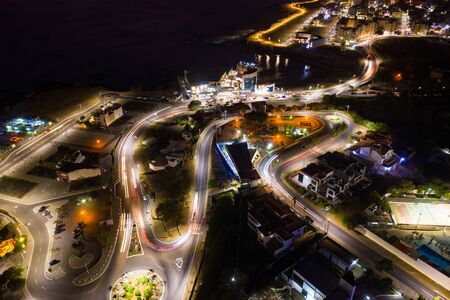 Night aerial view of Praia city in Santiago in Cape Verde Islands (Cabo Verde)の写真素材