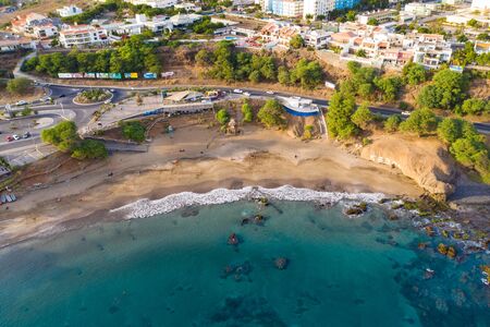 Aerial view of Kebra Kanela - Quebra Canela beach in Praia  - Santiago - Capital of Cape Verde...