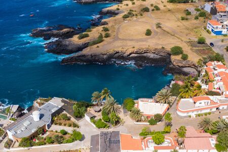 Aerial view of Tarrafal coast (ponta de atum) in Santiago island in Cape Verde - Cabo Verdeの写真素材