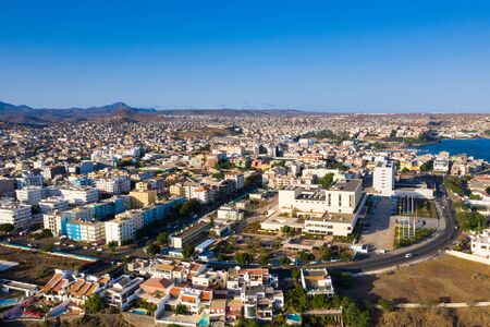 Aerial view of Praia city in Santiago - Capital of Cape Verde Islands - Cabo Verdeの写真素材