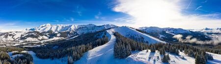 Ski station in Megeve (MegÃ¨ve)  in Haute Savoie in French Alps of Franceの写真素材