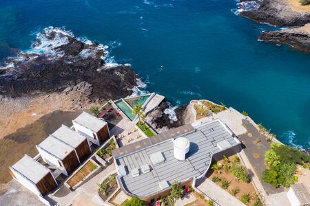 Aerial view of Tarrafal coast (ponta de atum) in Santiago island in Cape Verde - Cabo Verdeの写真素材