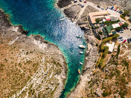 Aerial view of Porto Vromi beach in Zakynthos (Zante) island, in Greeceの写真素材