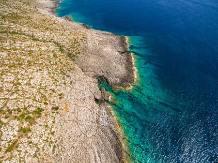 Aerial view of Porto Vromi beach in Zakynthos (Zante) island, in Greeceの写真素材
