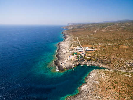 Aerial view of Porto Vromi beach in Zakynthos (Zante) island, in Greeceの写真素材