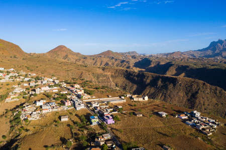 Aerial view of Rebeirao Manuel in Santiago island in Cape Verde - Cabo Verdeの写真素材